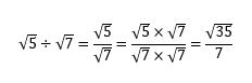 平方根のわりざんの問題の答え2