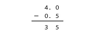 小数点の引き算の計算