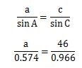 正弦定理の公式に値を代入して計算する